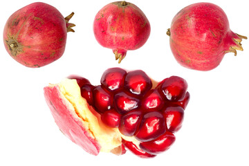 Extreme close up background of a red juicy ripe pomegranate frui