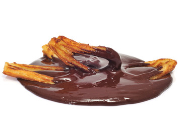 churros con chocolate, a typical Spanish sweet snack