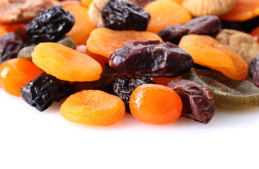 Dried fruits isolated on white