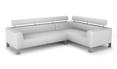 modern leather couch isolated on white background