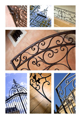 Fer forgé, ferronnerie, métal, portail, grille, porte, escalier