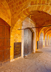 Wooden door in an old building in Nicosia Cyprus