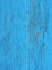 Closing on blue wooden panels of the fence