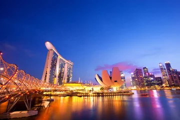 Wandcirkels aluminium Singapore Skyline © tanatat