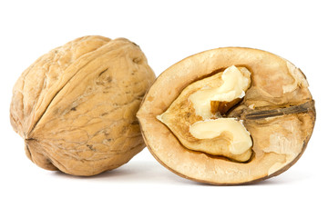 walnuts on white background