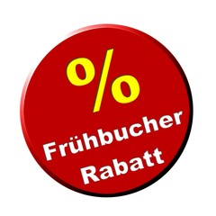 Button rund rot - Frühbucherrabatt