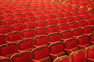 Fototapeta premium Rows of red chairs