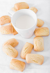 Homemade biscuits with milk cup.