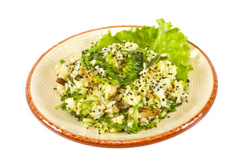 tasty rice with mushrooms