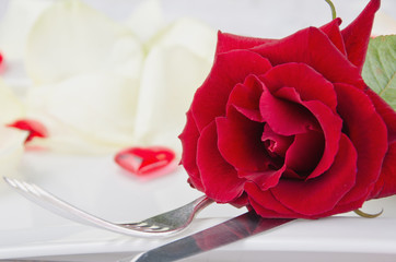 Table setting for couples in love