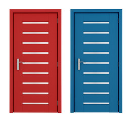 Red and blue doors