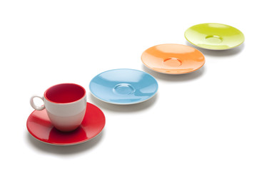 cup and saucers, colors