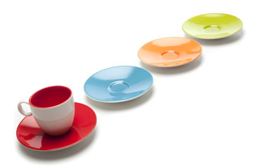 cup and saucers, colors