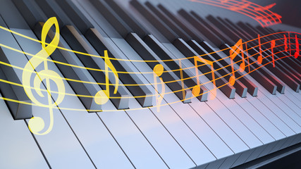 Notation over piano keyboard
