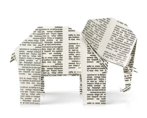 Abwaschbare Fototapete Geometrische Tiere Elefant-Origami-Papierspielzeug-Vektor-Illustration isoliert auf