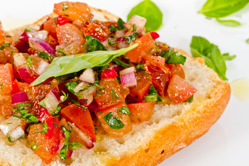 Bruschetta( Italian Toasted Garlic Bread ) with tomato