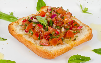 Bruschetta( Italian Toasted Garlic Bread ) with tomato