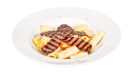 Rigatoni pasta with a beef and sauce
