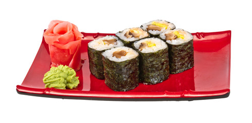Sushi rolls made of mushroom