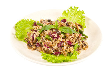 tasty rice with mushrooms