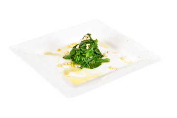 dish of the spinach with cedar nut