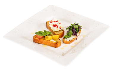 different colored Canapes on a white background