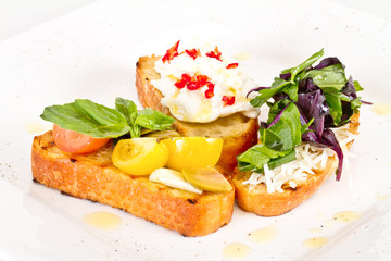 different colored Canapes on a white background