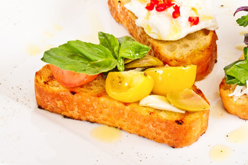different colored Canapes on a white background