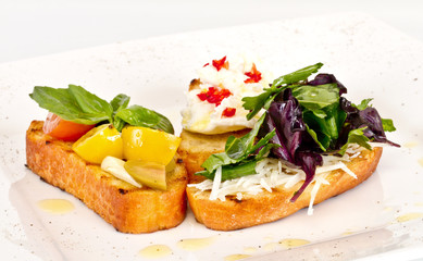 different colored Canapes on a white background