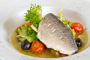 Fish soup with dorado and vegetables