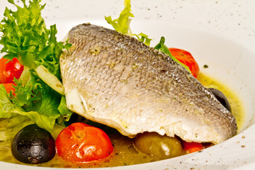 Fish soup with dorado and vegetables