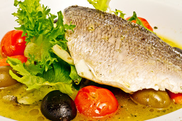 Fish soup with dorado and vegetables