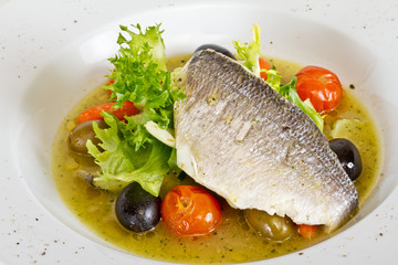Fish soup with dorado and vegetables