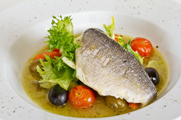 Fish soup with dorado and vegetables