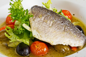 Fish soup with dorado and vegetables