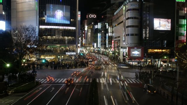 In the night of Shibuya, and a scramble crossing,Japan