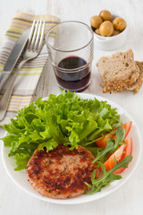 grilled turkey hamburger with salad