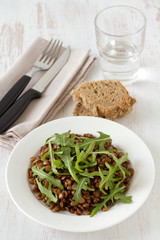 boiled lentil on the plate