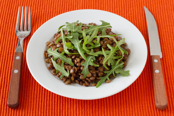 boiled lentil on the plate