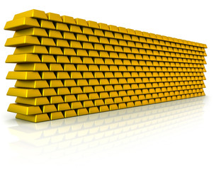 Wall of gold bullion