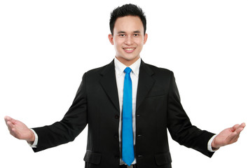 man presenting something