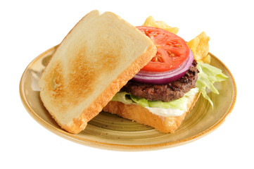 Home cook hamburger on toast