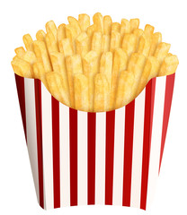 French fries in stripes packaging