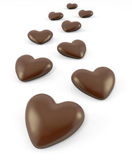 Fototapeta premium Few heart shaped chocolate candies
