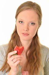 woman with strawberry