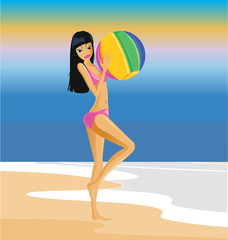 Beach girl and ball
