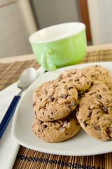 Breakfast with chocolate cookies