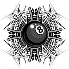 Billiards Eightball Tribal Graphic Image