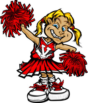 Cute Cheerleader Cartoon Girl Vector Illustration