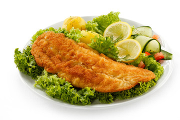 Fish dish - fried fish fillet with vegetables